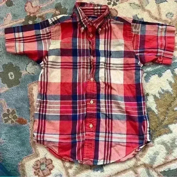 100% cotton Ralph Lauren blue label holiday button down shirt size 5 no flaws - Picture 1 of 3